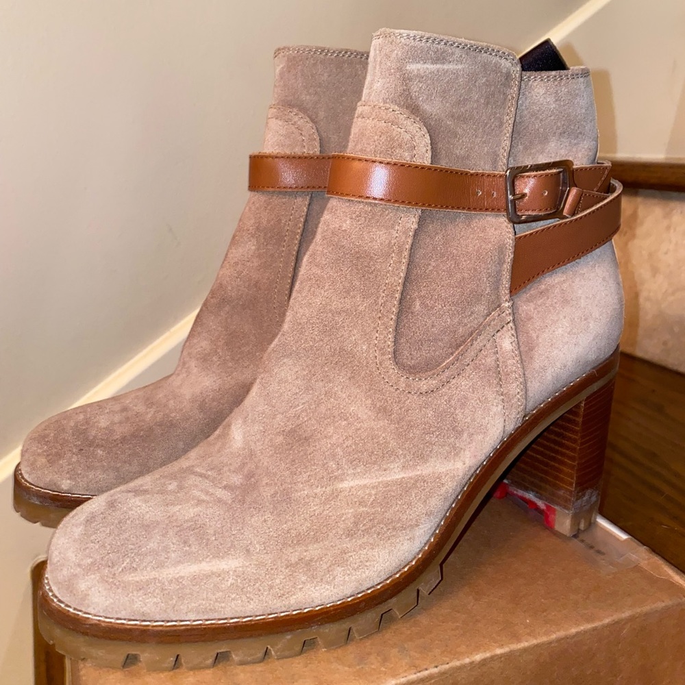Christian Louboutin Suede Tan Ankle Booties